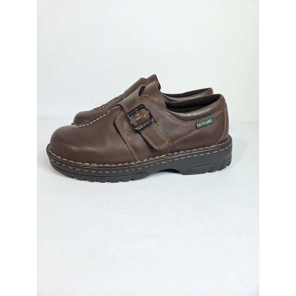 VTG Y2K Eastland Syracuse Leather Buckle Monk Strap Shoes Women Sz 7 W WIDE